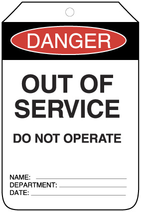 TAG DANGER-OUT OF SERVICE (PKT 100)